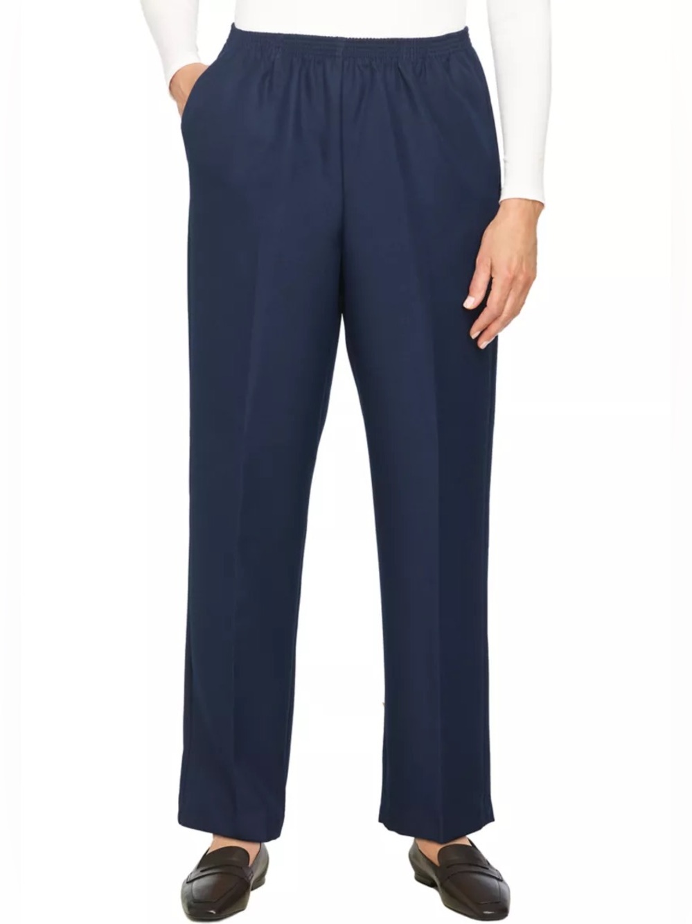 Bon Worth Deadstock Elastic Waist High Rise Trousers in Navy